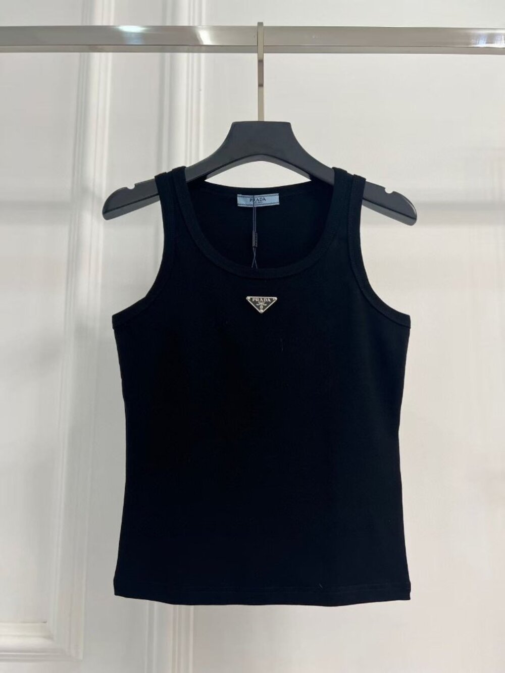 Prada Triangle Logo White Tank Top